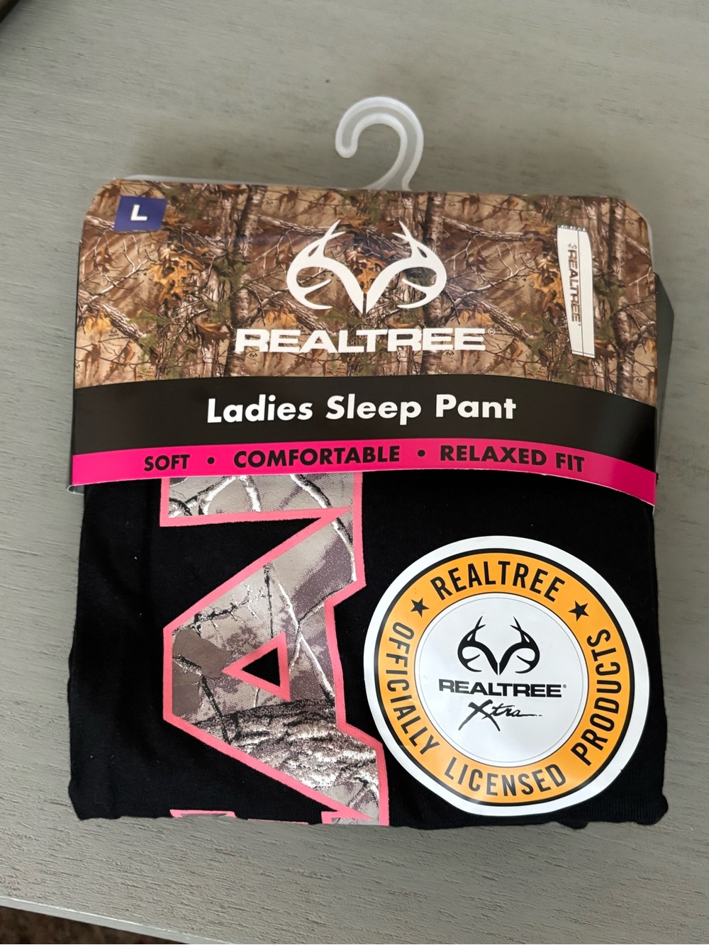 Realtree Ladies Sleep Pant - Black with Pink Accents